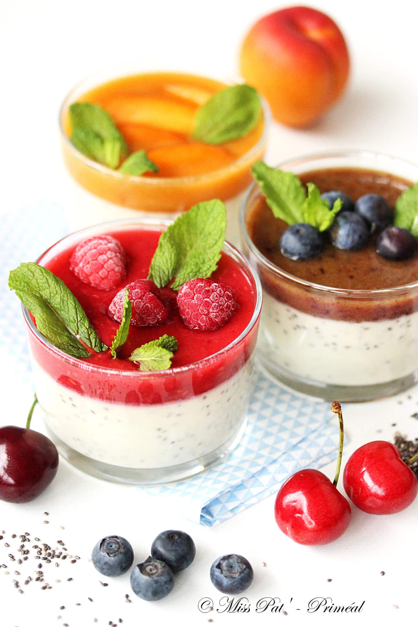 Panna cotta chia et coulis aux fruits d’été
