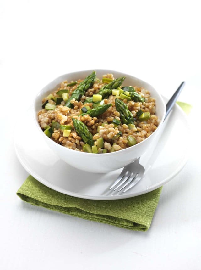 Recette de printemps : risotto bio de petit épeautre de Haute Provence aux asperges