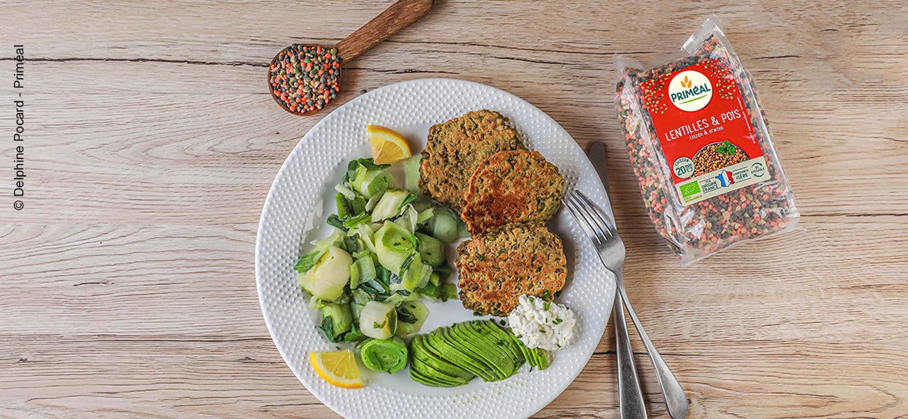 Galettes veggie de pois et lentilles bio