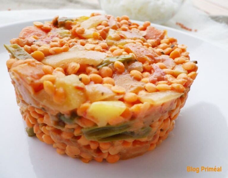 Dal de lentilles corail au lait de coco