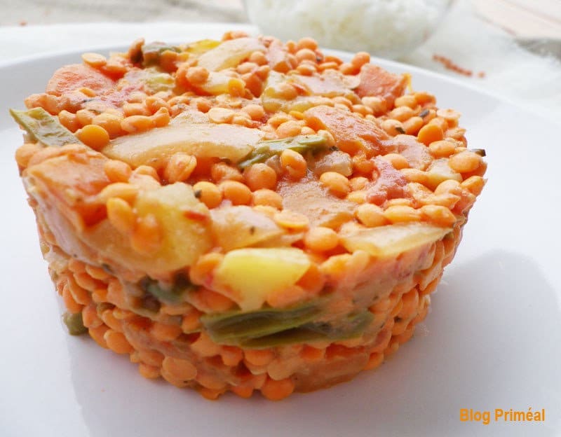 Dal de lentilles corail au lait de coco